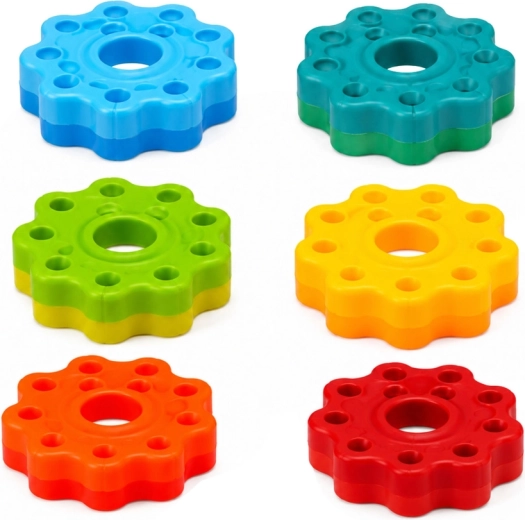 Las piezas arcoíris enseñan colores, tamaños y orden