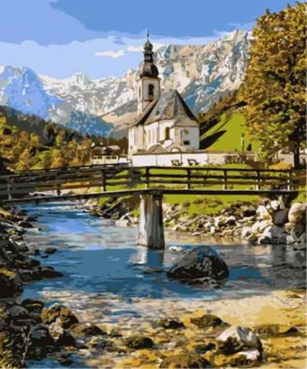 Norimpex pintura por números Iglesia en las montañas 40 × 50 cm