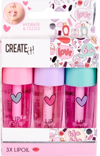 Aceite labial brillante para niños CREATE IT! – set de 3 piezas