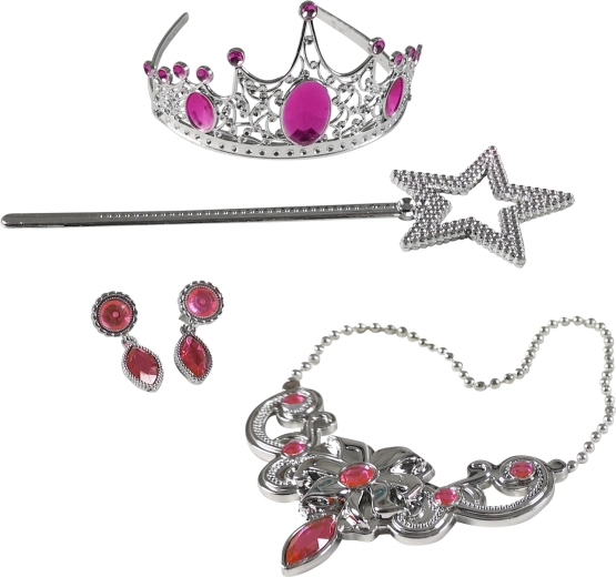 Set de princesa rosa con corona, varita y joyas
