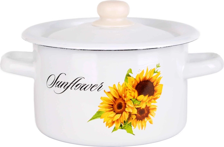 Olla esmaltada con tapa 2 l Girasoles