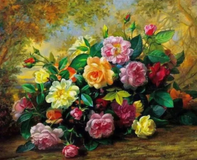 Pintura con diamantes Ramo abundante 30 × 40 cm
