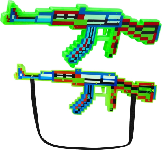 Pistola de juguete verde pixelada con luces y sonidos 45 cm