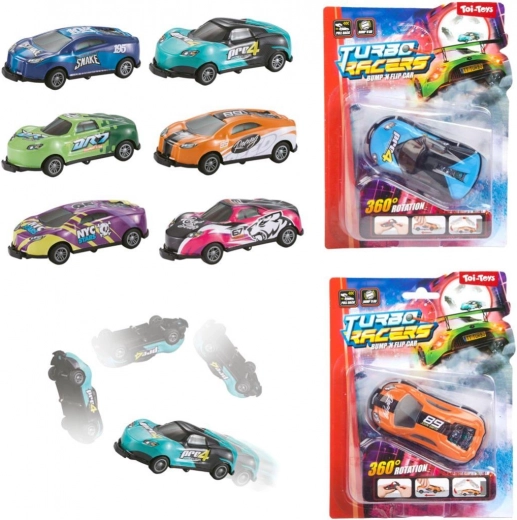 Coche de carreras voltereta de 9 cm con retroceso (pull-back), colores surtidos