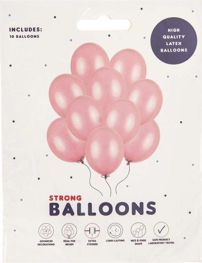 Globos de látex rosa perlados 27 cm, 10 uds