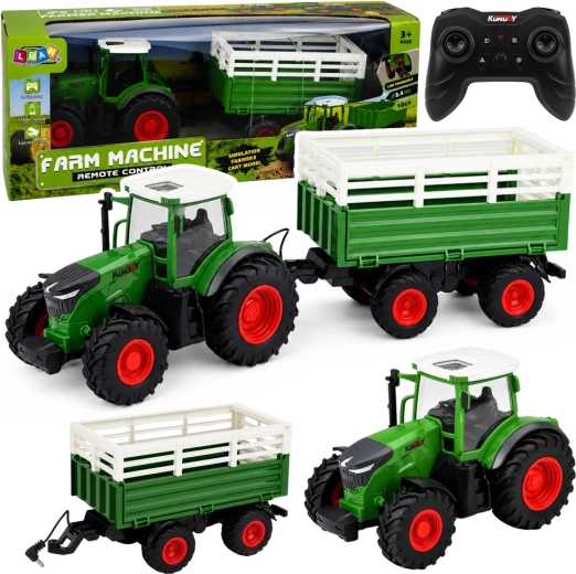 Tractor por control remoto con remolque volquete 1:24 con luces