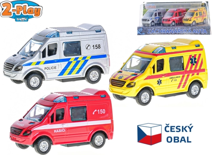 Set de coches metálicos de servicios de emergencia 2-Play Traffic 8 cm con retrofricción