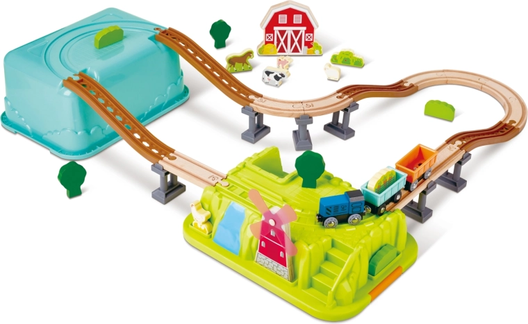 Ferrocarril de granja en caja de almacenamiento, 40 piezas