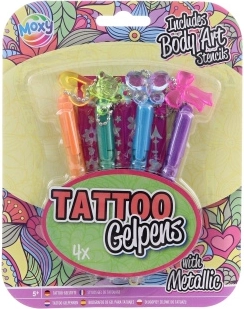 Bolígrafos de gel metálicos para tatuajes con plantillas, set de 4 unidades
