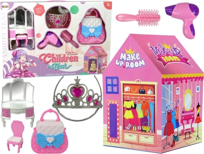 Tienda rosa infantil para princesas con corona