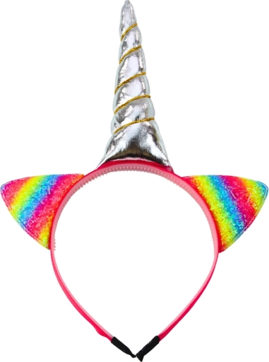 Diadema arcoíris con cuerno de unicornio