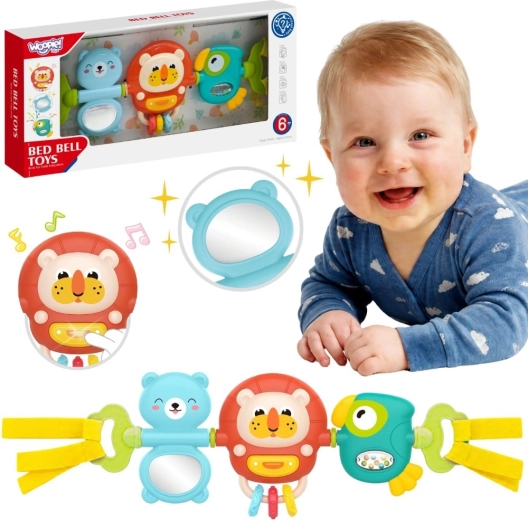 Woopie baby panel sensorial colgante para cochecito y cuna con sonajero y espejo 6m+