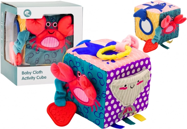 Cubo sensorial de animales marinos: juguete interactivo crujiente para bebés