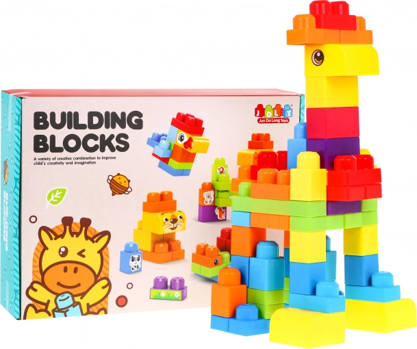 Set de construcción para niños de 68 piezas – animalitos del zoológico con pegatinas