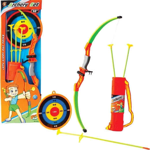Arco infantil de 76 cm con diana y 3 flechas con ventosas