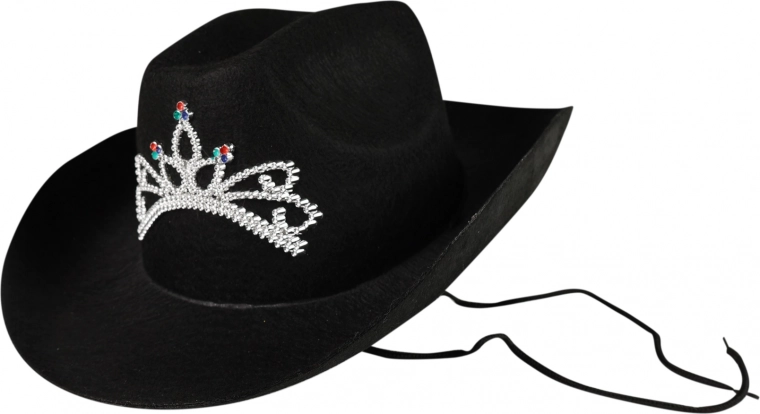 Sombrero vaquero negro con corona para mujer
