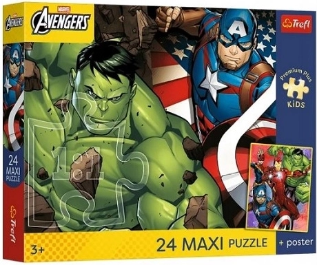 Trefl Marvel Avengers maxi puzle de 24 piezas con póster