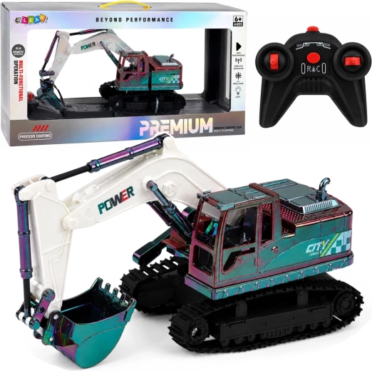 Excavadora RC de orugas con control remoto, camaleón con luces 1:14