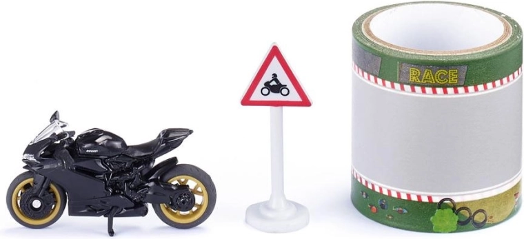 Set Siku de motocicleta Ducati Panigale 1299 con cinta de pista de carreras