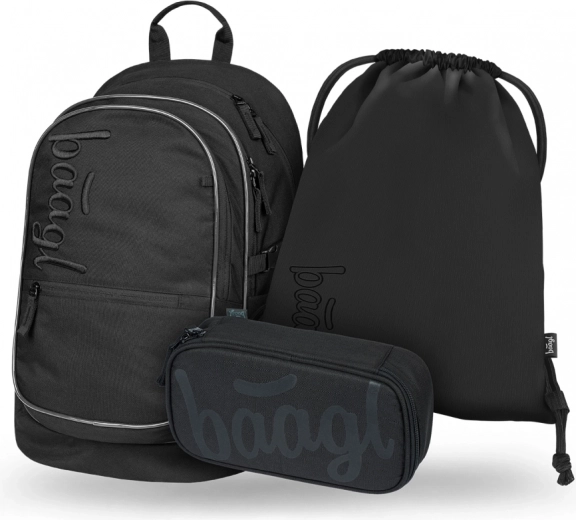 Set 3 en 1 Core Uni negro: mochila, estuche y bolsa para calzado