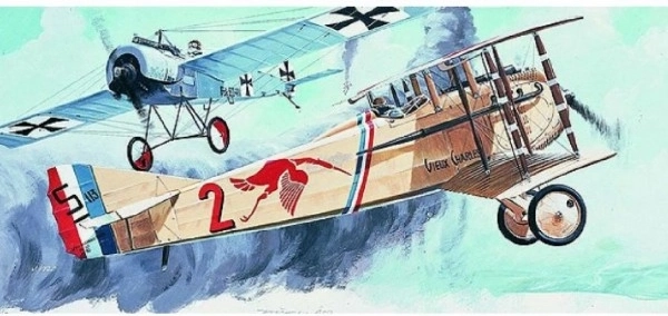 Maqueta Spad S.8 de 15,4 × 19,3 cm en caja de 31 × 13,5 × 3,5 cm