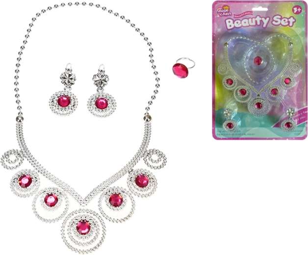 Set de joyas para niña: collar de corazón, pendientes y anillo
