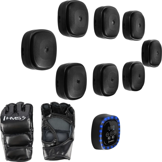 Saco de boxeo electrónico modular con LED y Bluetooth HMS TB05 + guantes