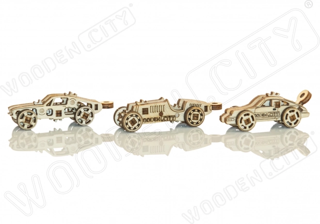 Puzzle 3D de madera mini set de coches deportivos