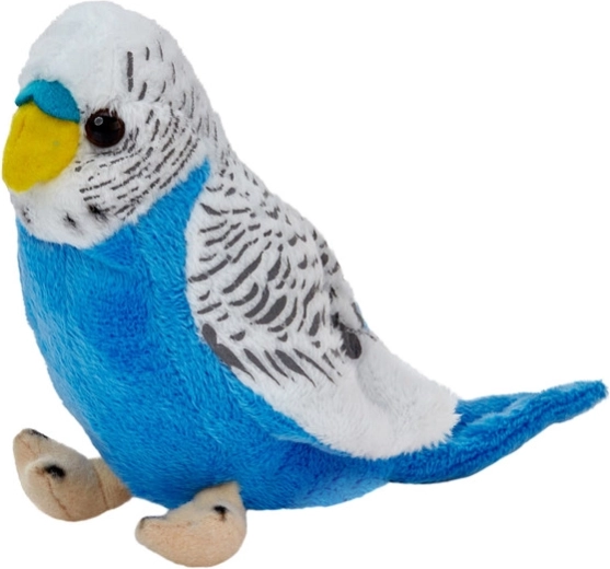 Periquito blanco‑azul de peluche 13 cm