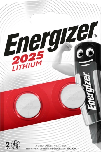 Pila de botón de litio Energizer CR2025, 3 V (paquete de 2 uds.)