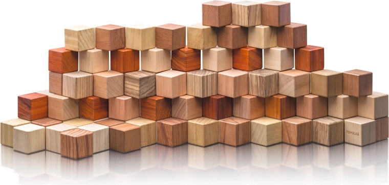 Cubos de madera 2,5 cm, 100 uds