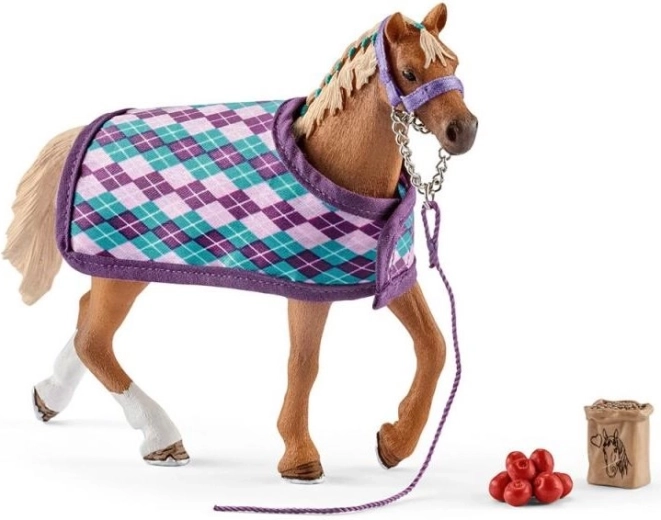 Pura sangre inglés con manta de Schleich