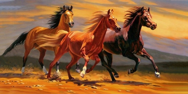 Mosaico de diamantes – tres caballos