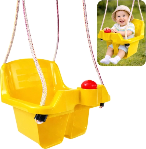 Columpio infantil tipo cubo colgante – amarillo