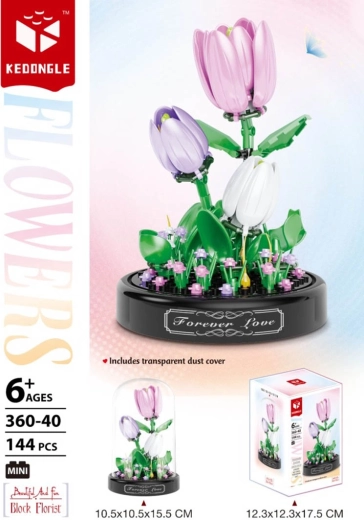 Set de construcción: tulipanes bajo una cúpula protectora, 144 piezas - 1 unidad