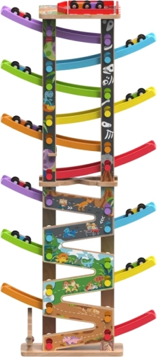 2Kids Toys gran pista de carreras de madera con 12 rampas