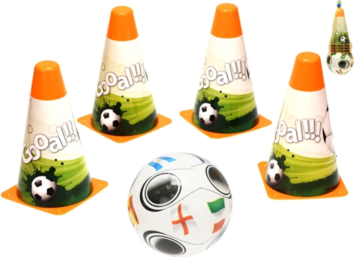 Juego de entrenamiento de fútbol infantil con balón y conos