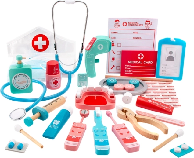 Set médico de madera Pequeño Doctor con gorro