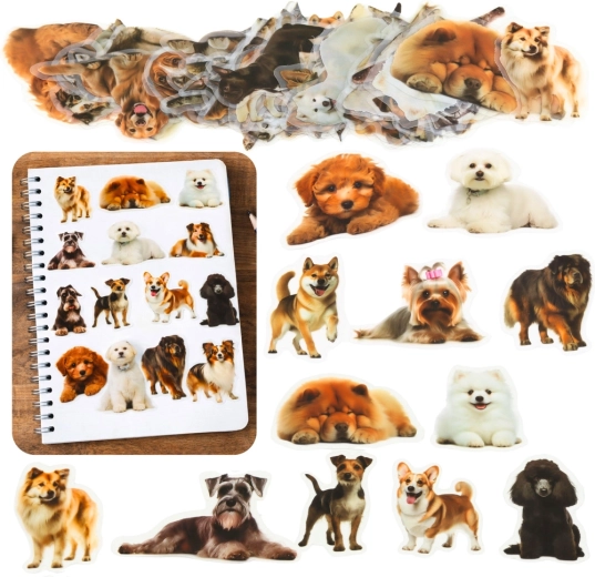 Set de pegatinas de perros de distintas razas, transparentes, brillantes, 50 uds.