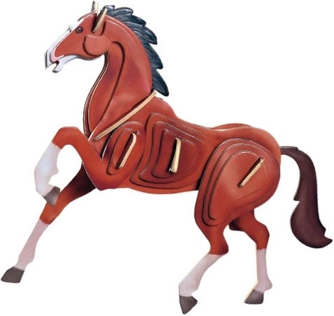 Rompecabezas 3D de madera caballo de colores