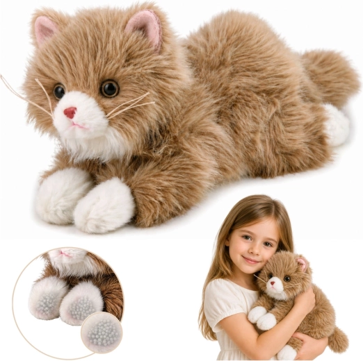 Gato persa de peluche beige 50 cm con patas lastradas