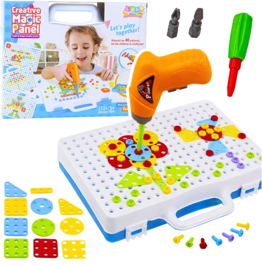 Kit de construcción educativo con taladro en maletín, 151 piezas