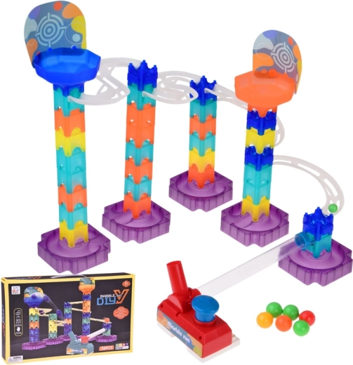 Pista de canicas colorida Marble Run DIY con lanzador, 58 piezas
