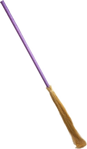 Escoba de bruja morada con purpurina