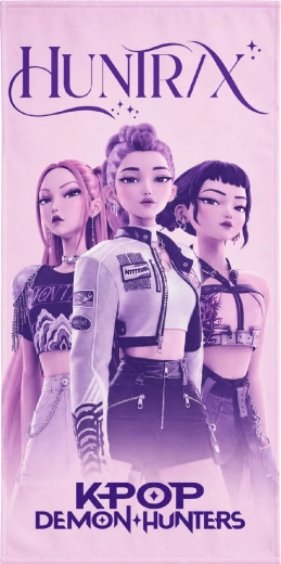 Toalla infantil de secado rápido K-Pop Demon Hunters Huntrix 70 × 140 cm, morada