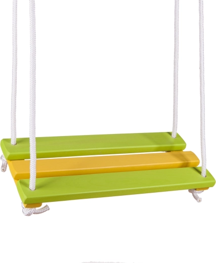 Tabla de columpio de madera verde-amarilla