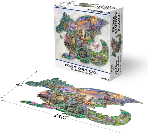 Puzzle de madera Prime 3D Dragones encantados 300 piezas