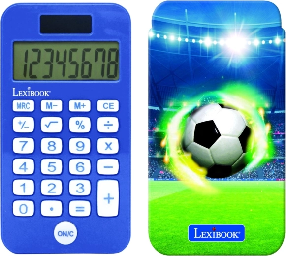 Calculadora de bolsillo Lexibook con diseño de fútbol