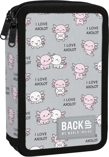 Estuche escolar de dos pisos con equipamiento BackUP Axolot Love