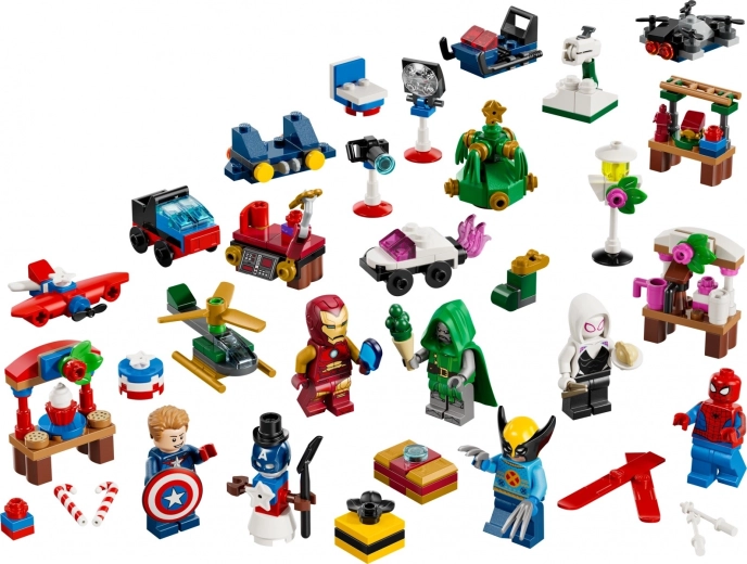 6 minifiguras LEGO Marvel con accesorios festivos